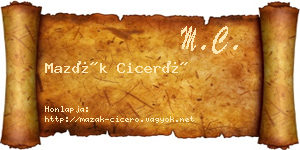 Mazák Ciceró névjegykártya